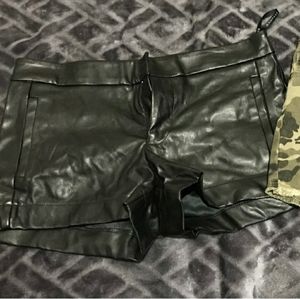 Black pleather shorts